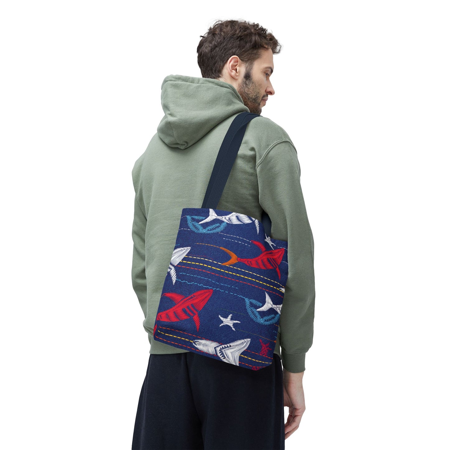 Denim Fabric Imitation Print Unisex Canvas Bag Poly Spun 3 Sizes Tote Bag 182-16