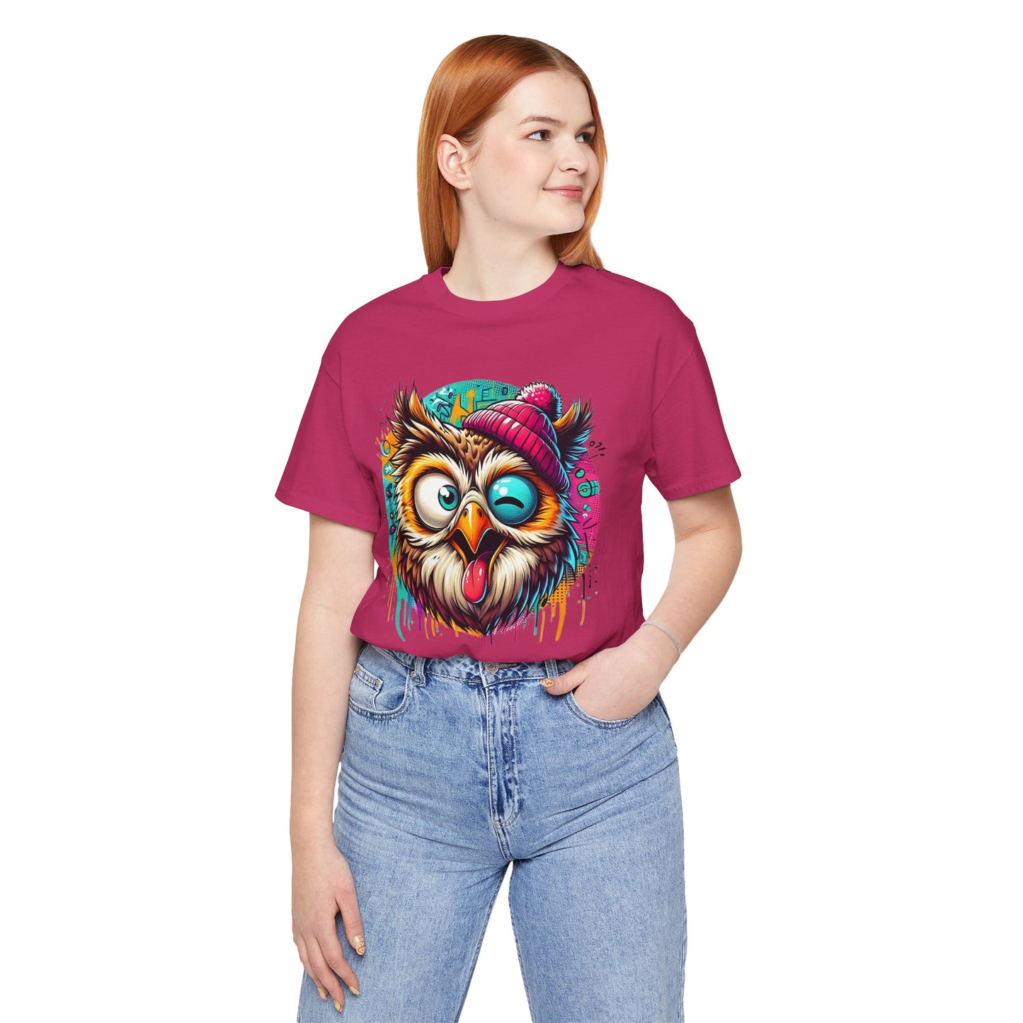 Colorful Owl Graphic Tee, Fun Owl Shirt, Funny Bird Shirt, Cute Cartoon Tees, Animal T-Shirt, Animal Tees, Art Design T-Shirt
