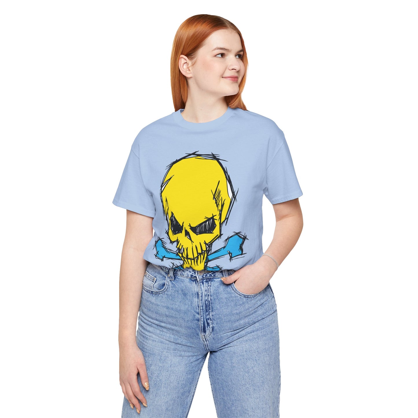 2-Yellow Skull Graphic Design Tee, Skull Shirt, Vintage Tees, Art Design T-Shirt, Vintage Graphic Tee, Art Shirts with Skulls