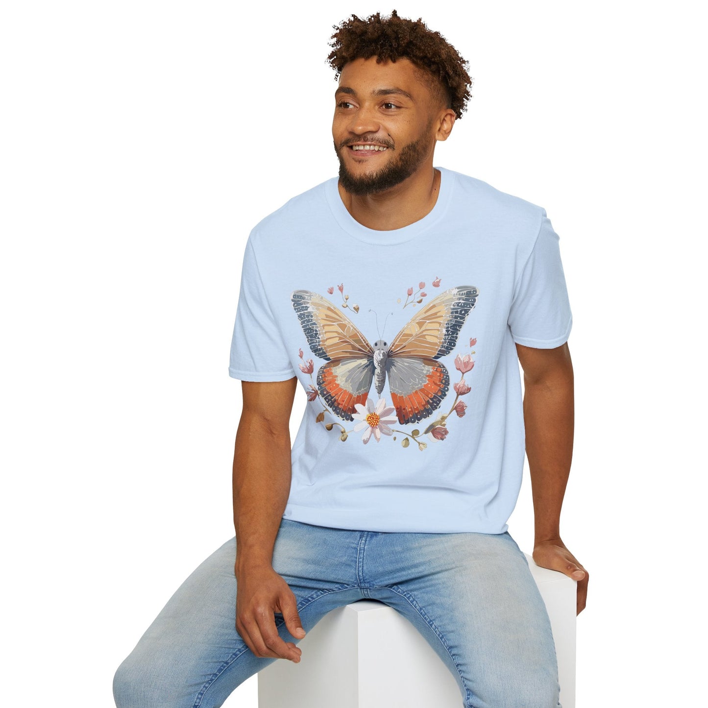 Unisex Butterfly T Shirt Softstyle Gildan 64000 Comfortable Durable Tee For Everyday Wear