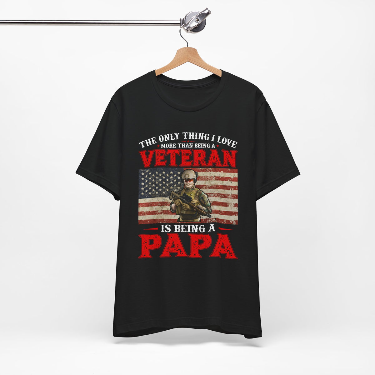 Veteran with American Flag Papa T-Shirt Military Grandpa Unisex Cotton Tee v30