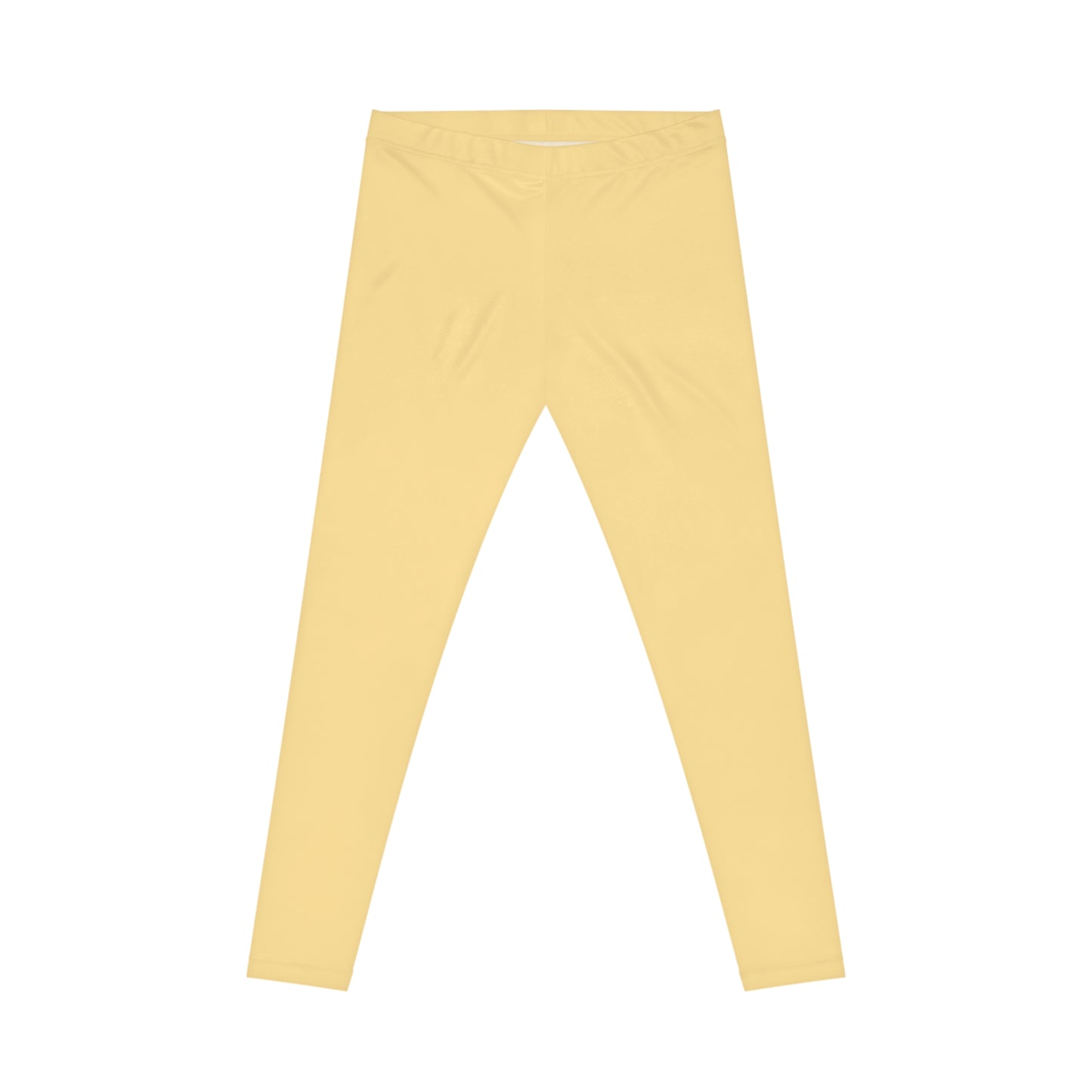 Fog Yellow Color Women's Poly-Span Casual Leggings XS-2XL