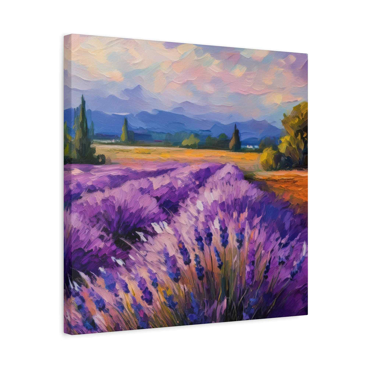Lavender Landscape Print Canvas, Landscape Oil Paint Print 20x20, 24x24, 30x30, 32x32, 36x36 Art Design Print Non-Frame MC-34