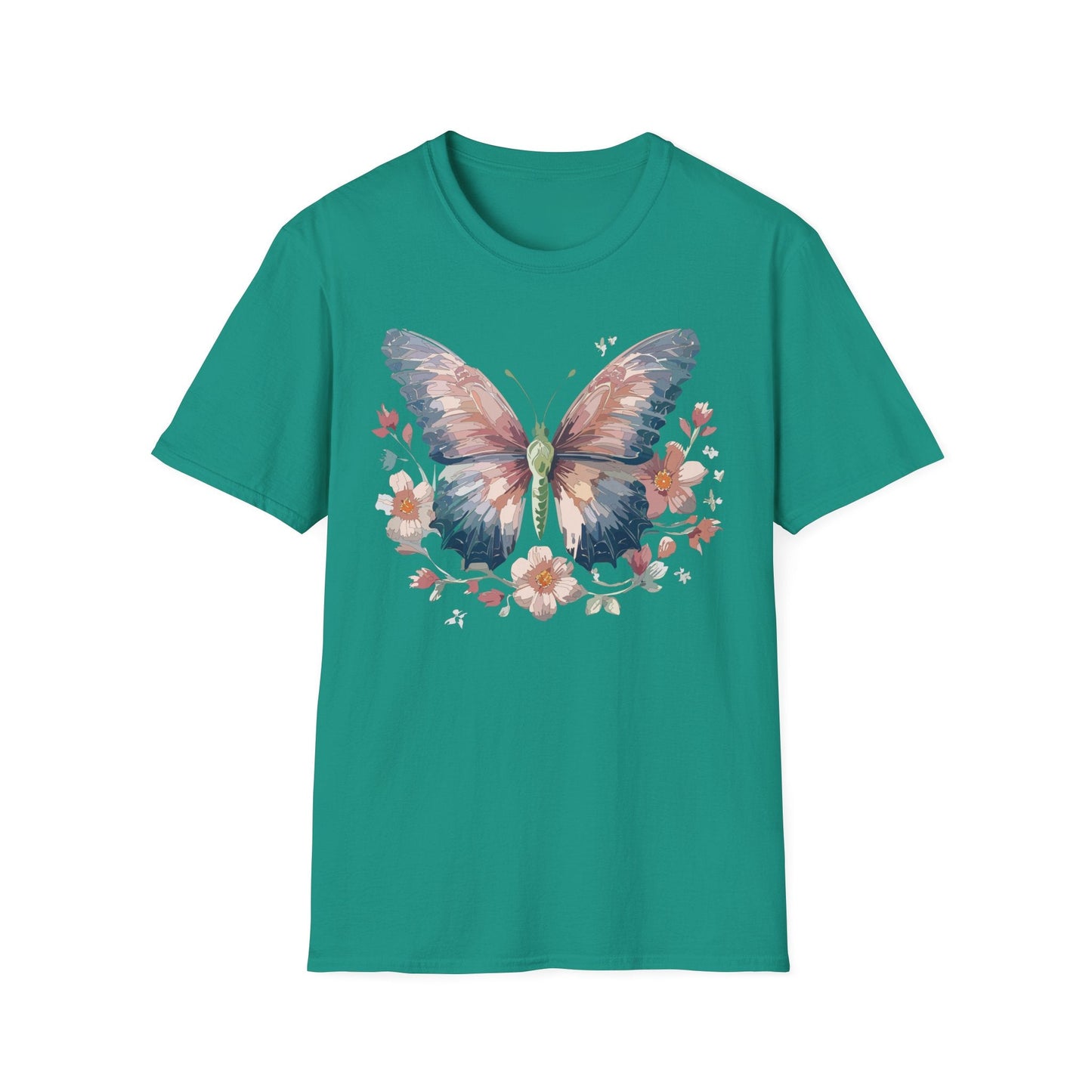 Butterfly Print T Shirt Monarch Unisex Gildan Softstyle 64000 Cotton Tee For Everyday Comfort
