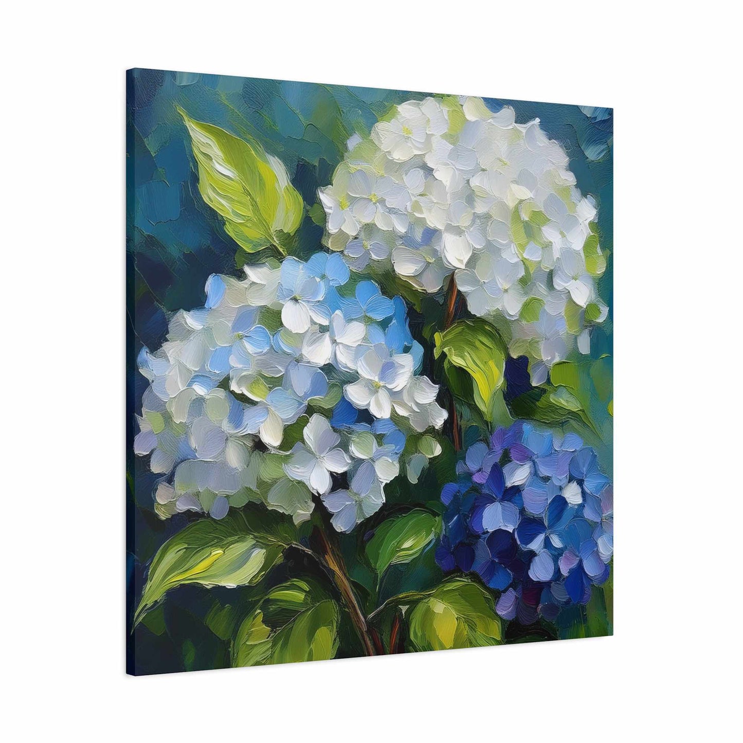 Hydrangeas Print Canvas, Flowers Oil Paint Print 20x20, 24x24, 30x30, 32x32, 36x36, Floral Art Design Print Non-Frame MC-30