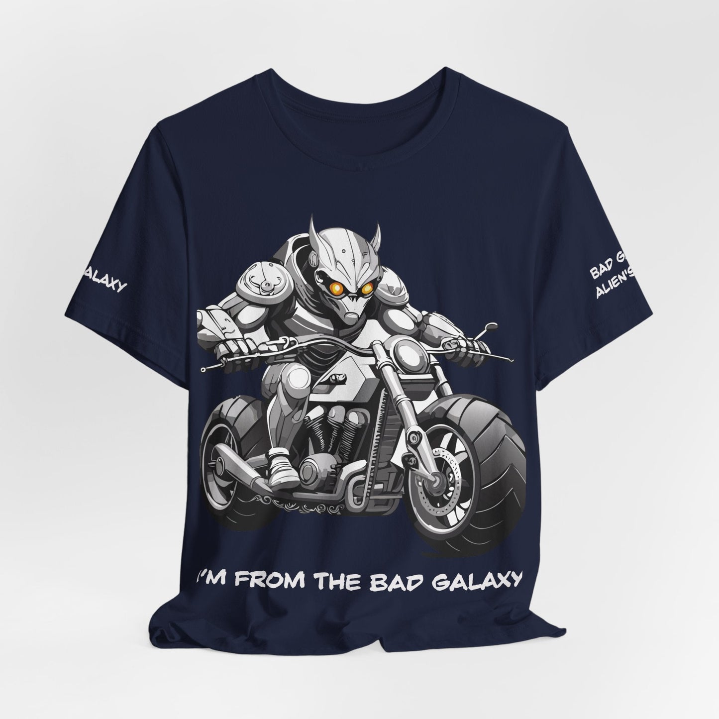 Tee Shirt With Alien From Bad Galaxy 100 Percent Cotton Lightweight Made In USA Eco Friendly Inks