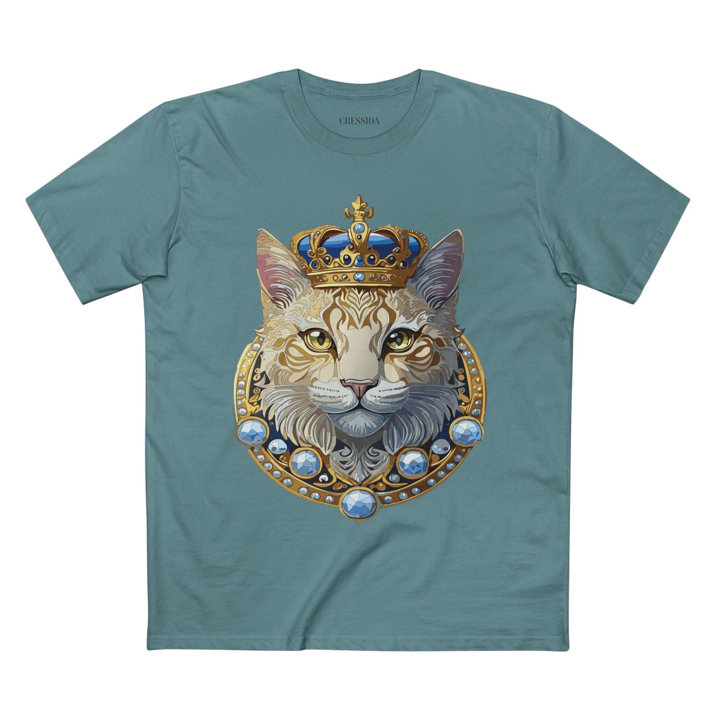 Cat Graphic Unisex 100 Cotton Tee With Unique Animal Golden Medallion Art Design 14