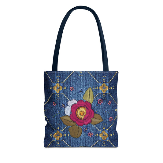 Denim Fabric Imitation Print Unisex Canvas Bag Poly Spun 3 Sizes Tote Bag 159-2
