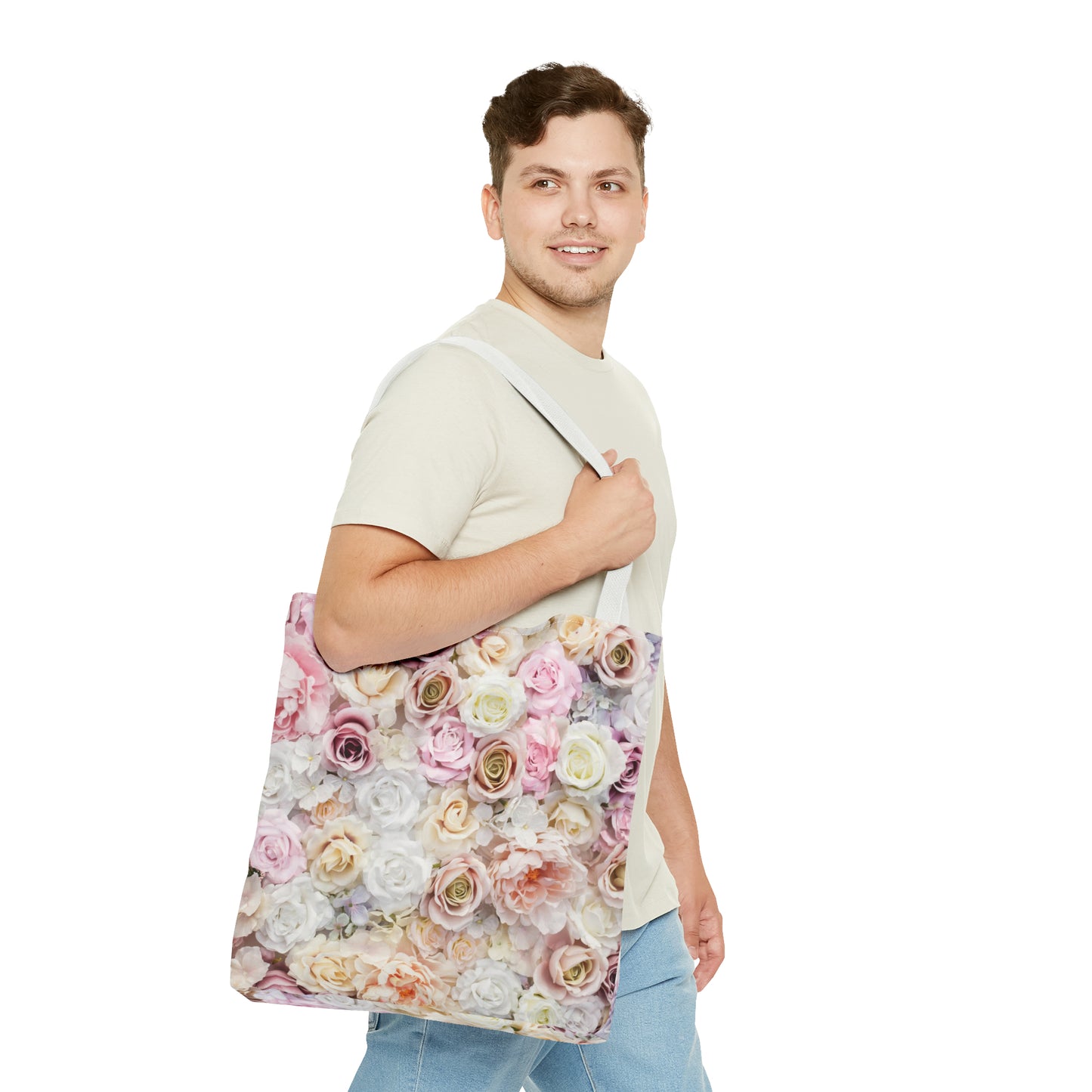 Canvastasche mit floralen Prints 