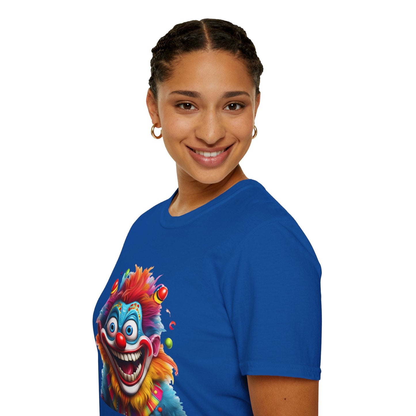 Clown Themed Unisex T Shirt Funny Man Circus Scary Man Tee Gildan Softstyle 64000 Cotton
