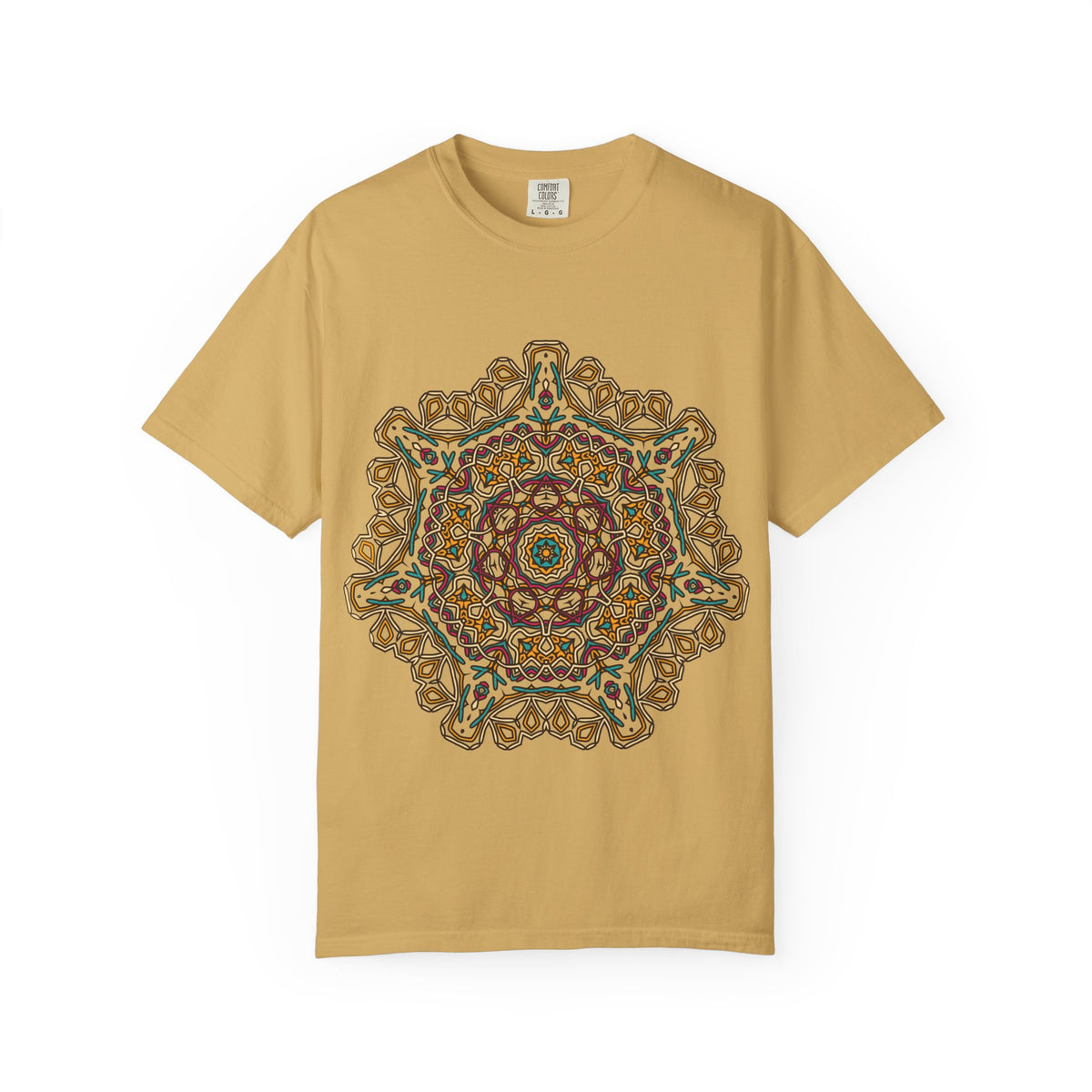 Unisex Garment Dyed Cotton T-Shirt with Mandala Graphic Design
