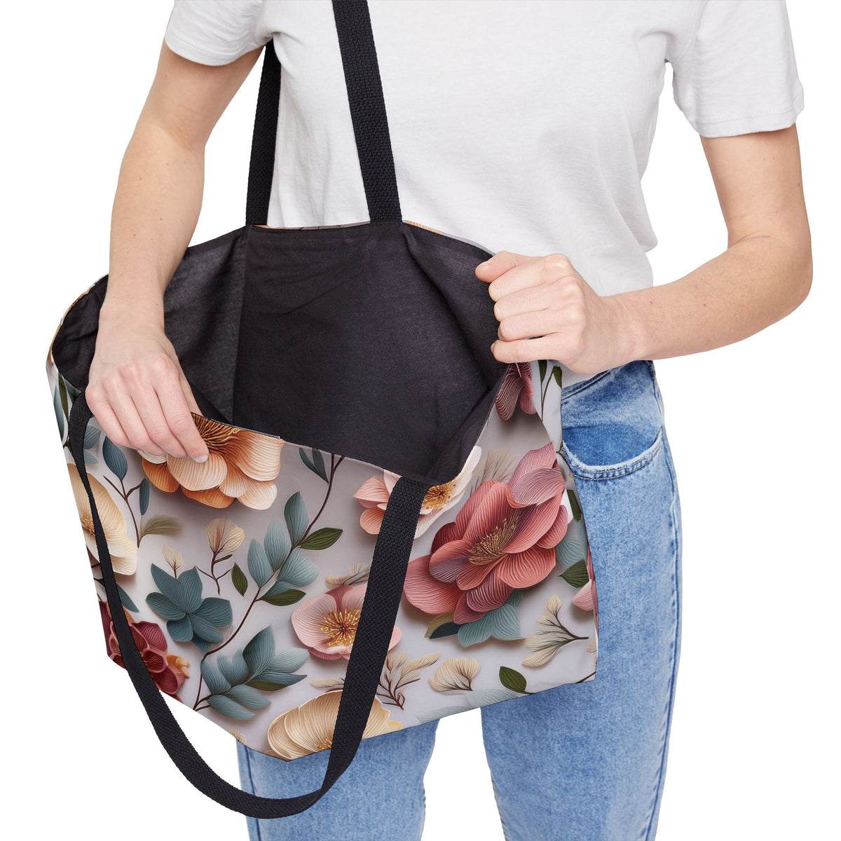 Floral Print Poly Canvas Weekender Bag 17