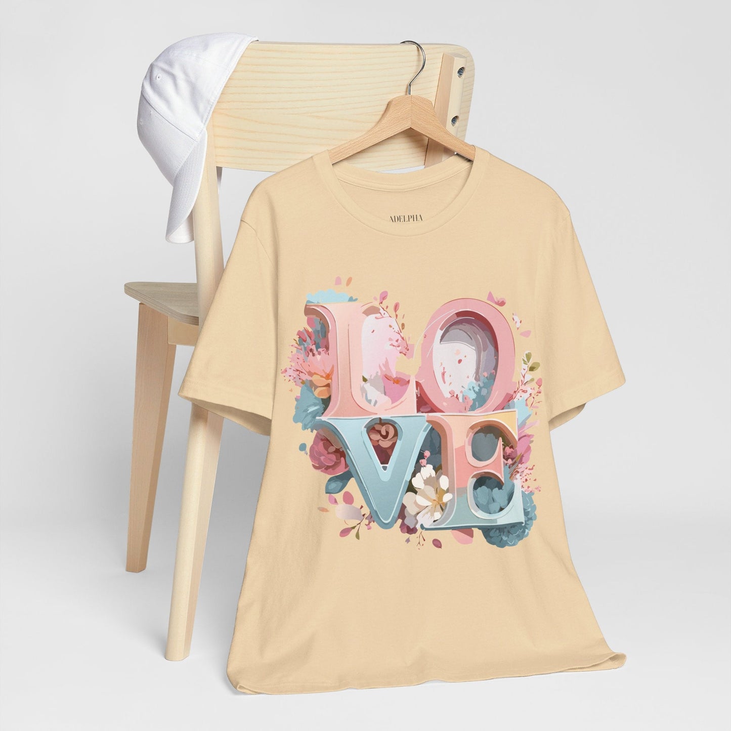Valentine Day Graphic Unisex 100 Cotton Vintage Artwork with Love and Flower Design Tee 47