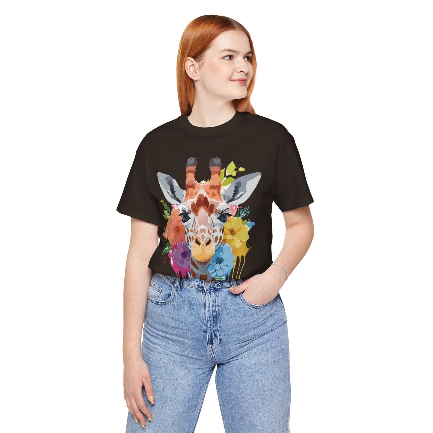 Giraffe Graphic Tee By Adelpha Unisex Vintage Inspired Art Design Short Sleeve Jersey Shirt