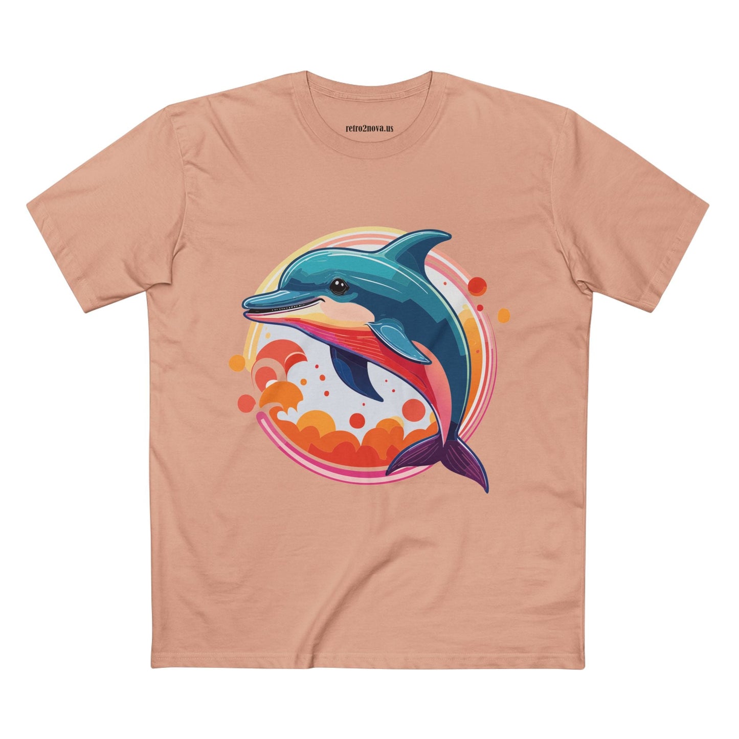 Dolphin Art Shirt Unisex Premium Cotton Tee By Retro2Nova Original Ocean Animal Design For Everyday Comfort
