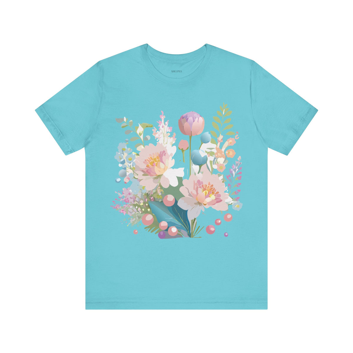 Floral Graphic Unisex Cotton Bella+Canvas Tee with Flowers Art Design n123
