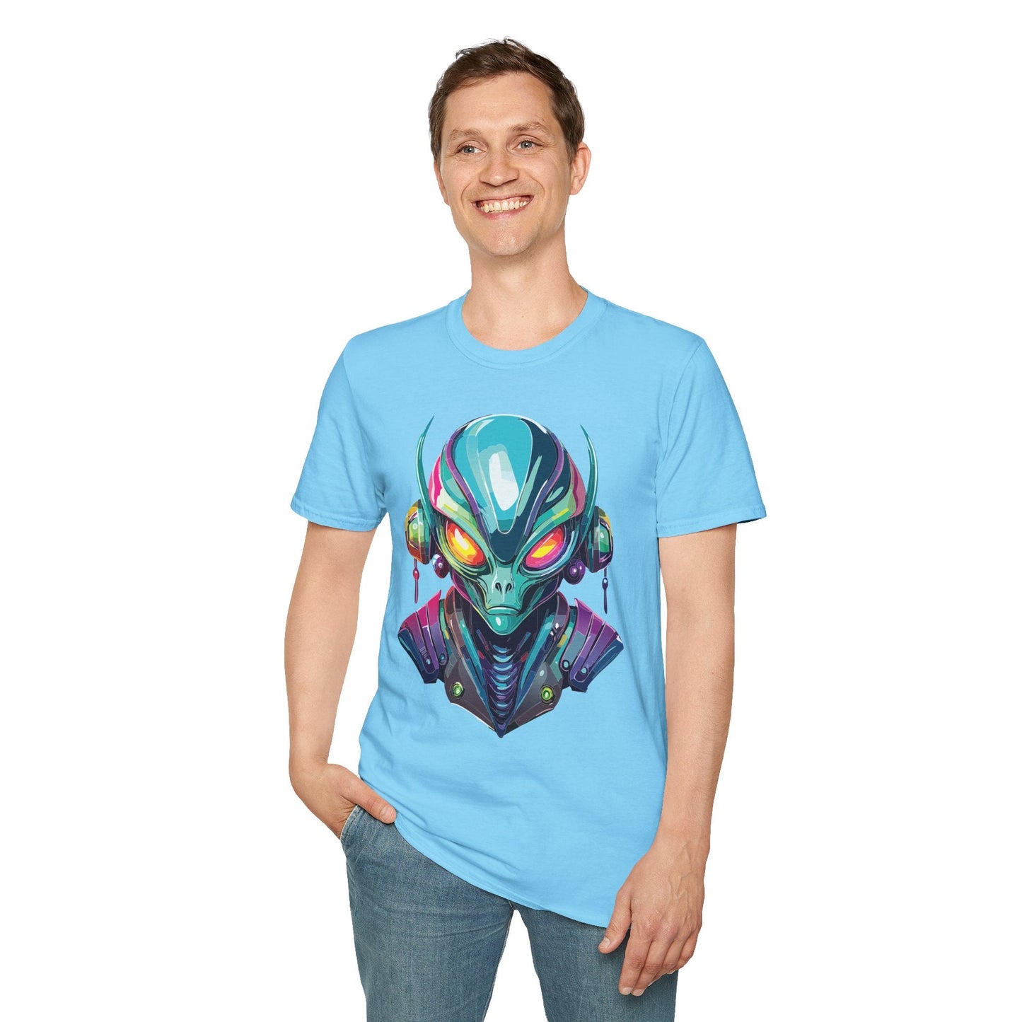 Alien Cosmos Unisex Cotton T Shirt With Alien Artwork Softstyle Ring Spun Cotton 64000