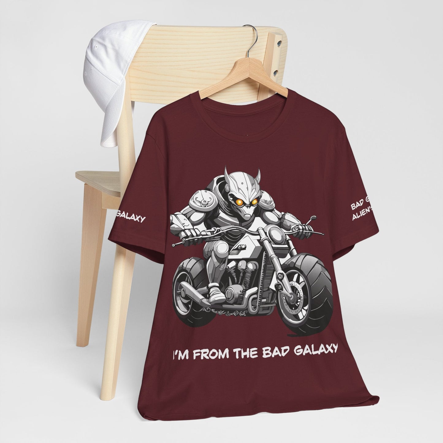 Tee Shirt With Alien From Bad Galaxy 100 Percent Cotton Lightweight Made In USA Eco Friendly Inks