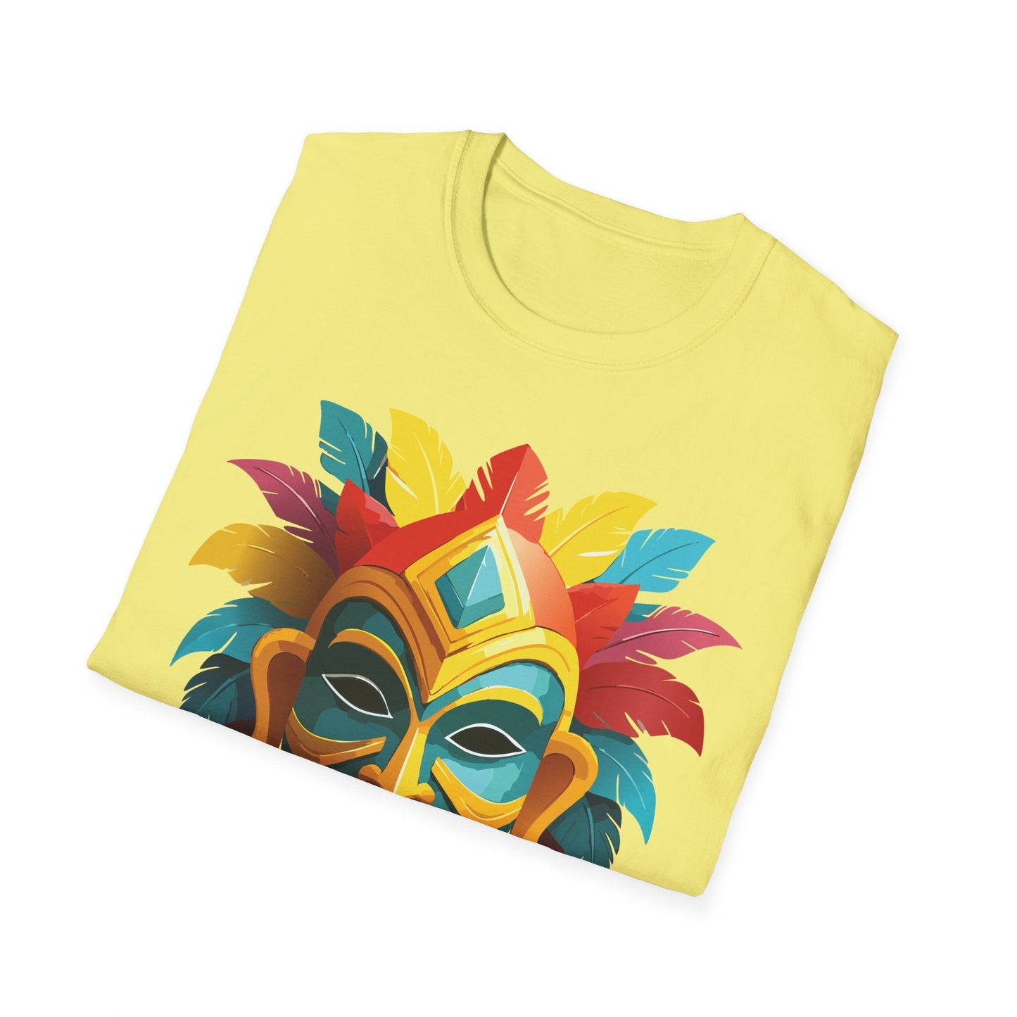 Unisex Mask Tee Shirt Gildan Softstyle 64000 Cotton Masquerade Design For Everyday Wear