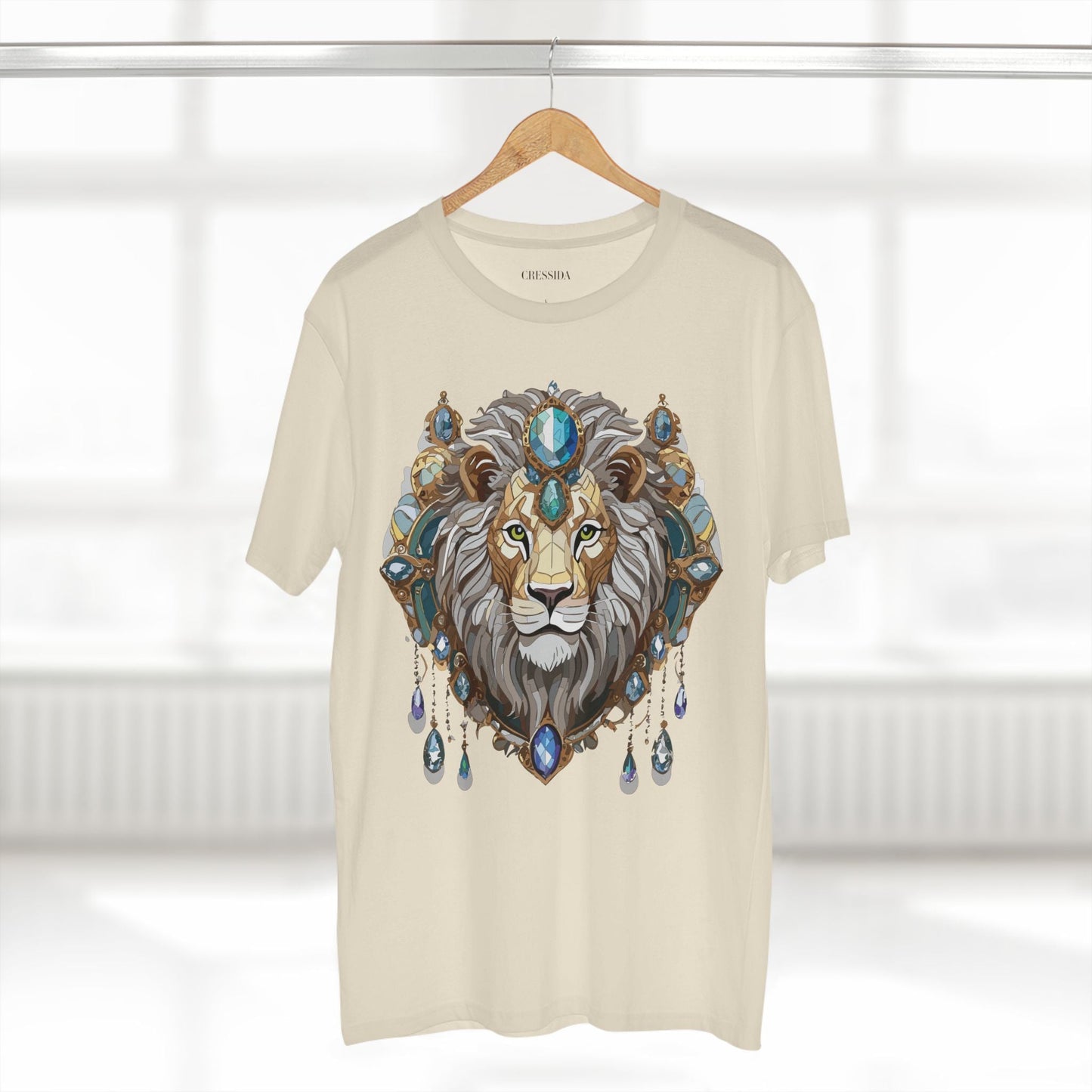 Lion Graphic Unisex 100 Cotton Tee With Unique Animal Golden Medallion Art Design 61
