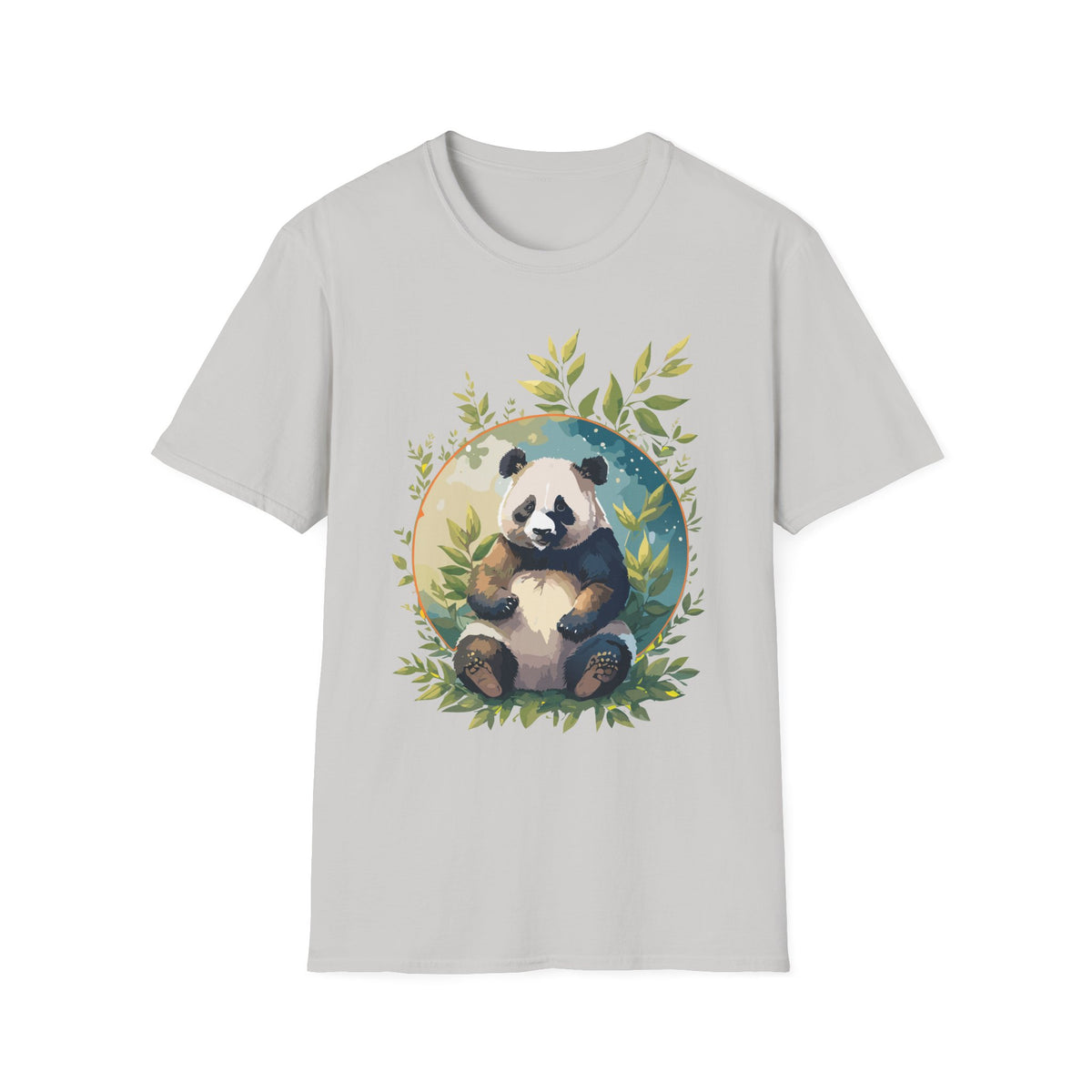 Panda with Leaves T-Shirt | Cute Panda Illustration Tee