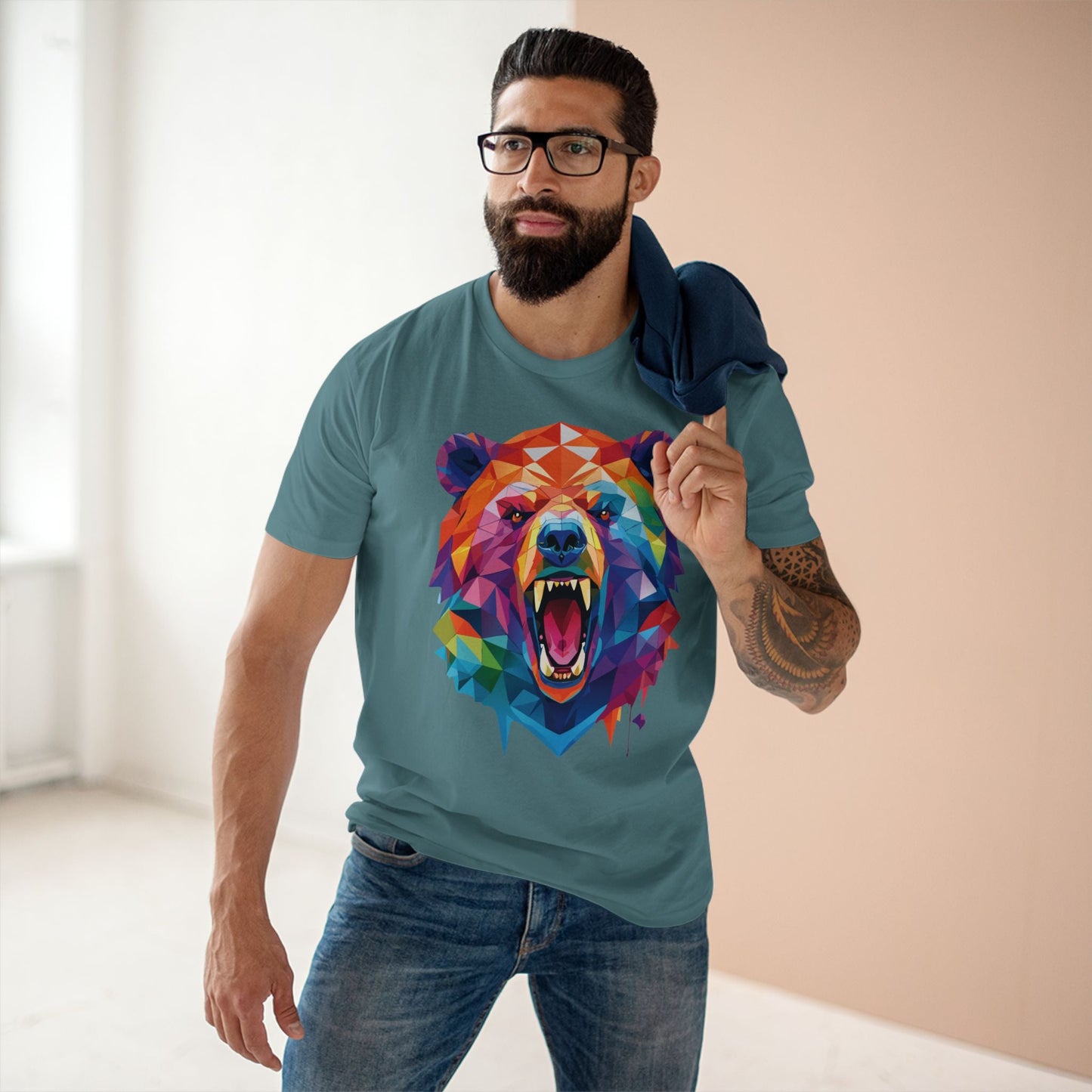 Bear Graphic Unisex 100 Cotton Staple Tee with Animal Design Artwork 15