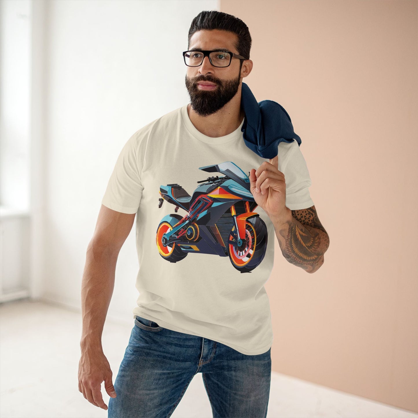 Moto Bike Graphic Unisex 100 Cotton Staple Tee 28