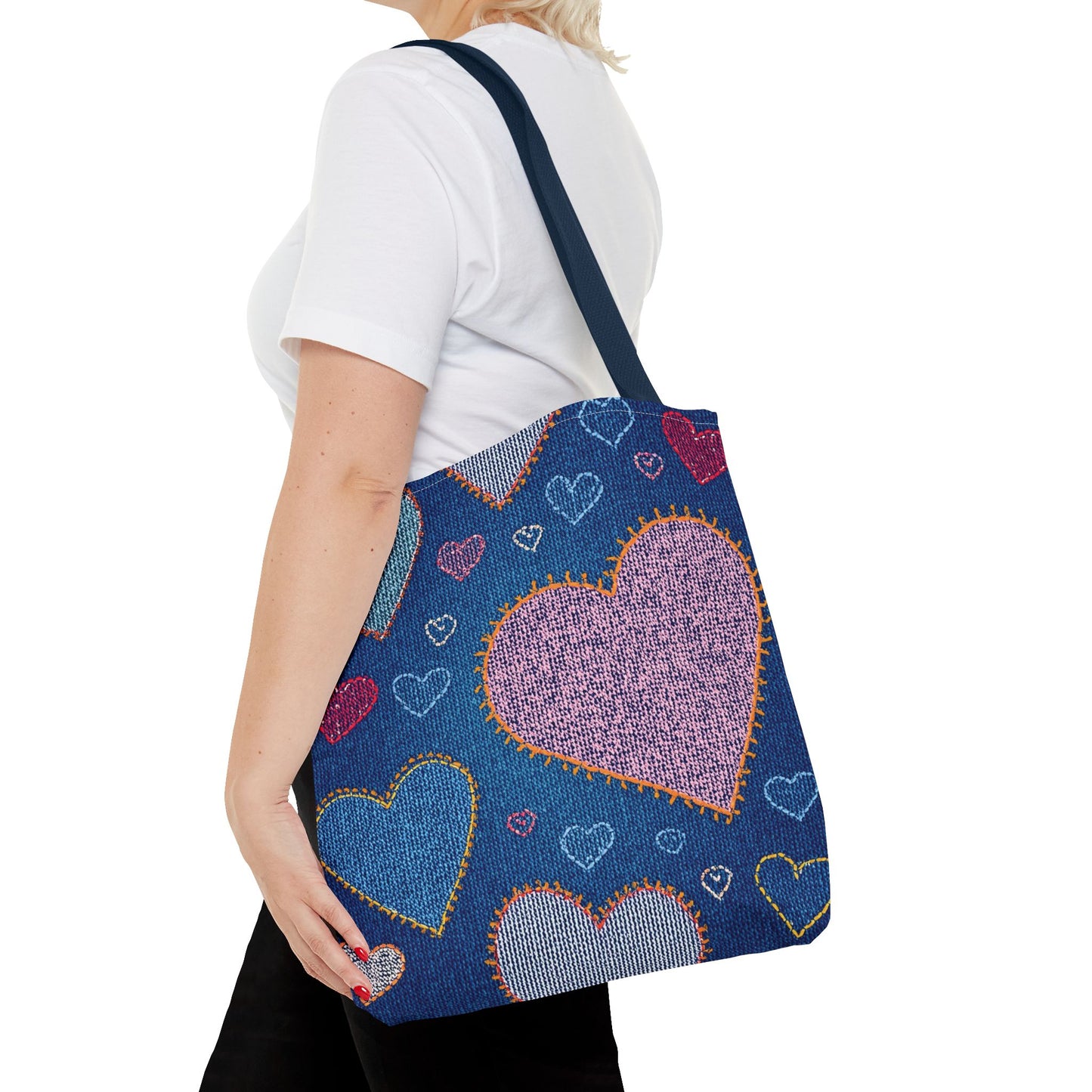 Love Day Graphic Design Denim Fabric Imitation Print Unisex Canvas Bag POLY 3 Sizes Tote Bag 201-27