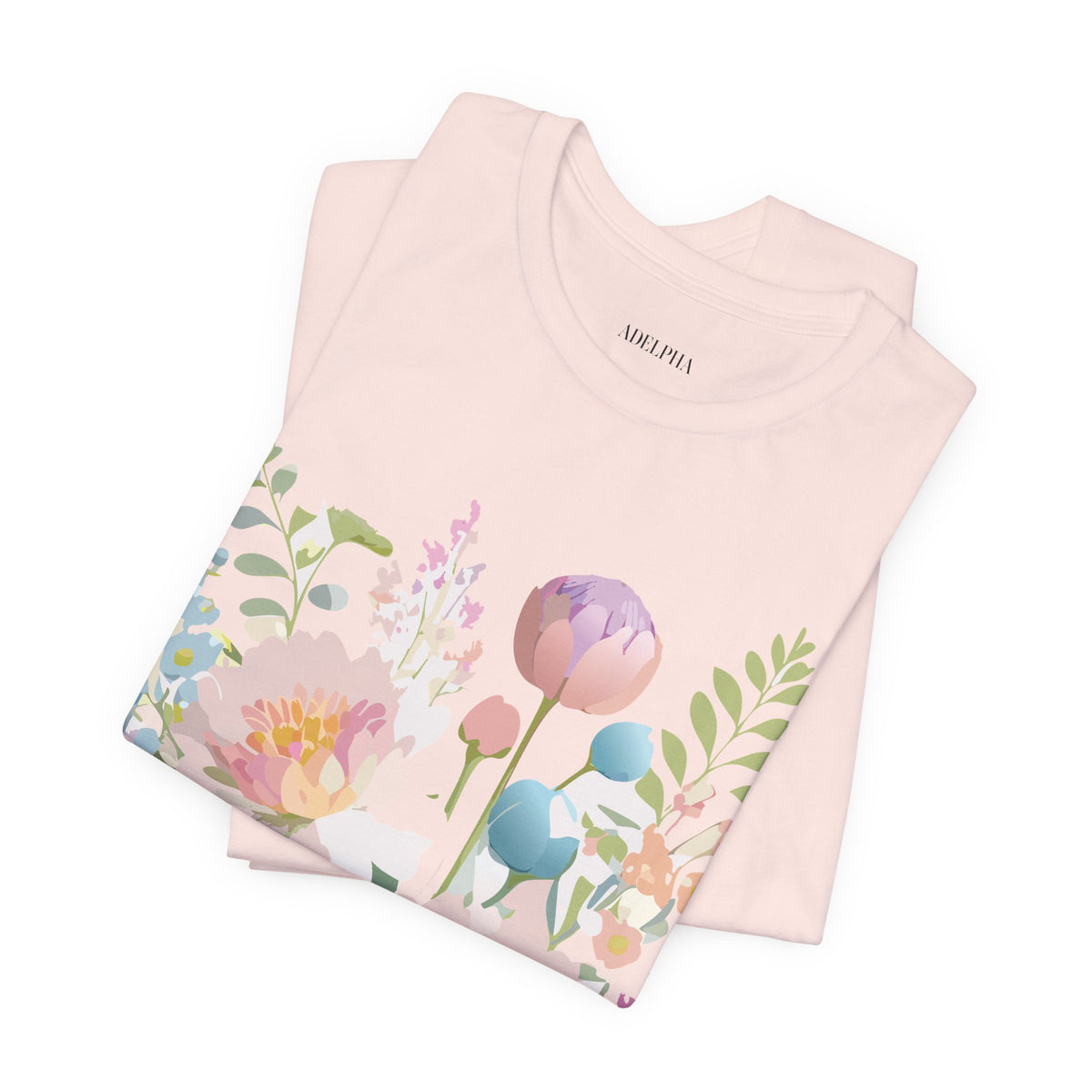 Floral Graphic Unisex Cotton Bella+Canvas Tee with Flowers Art Design n123
