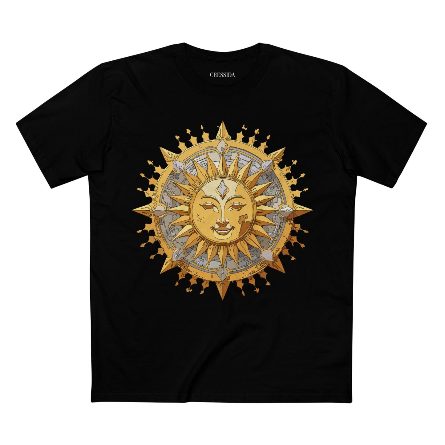 Gold Sun Graphic Unisex 100 Cotton T-Shirt with Golden Art Design 15