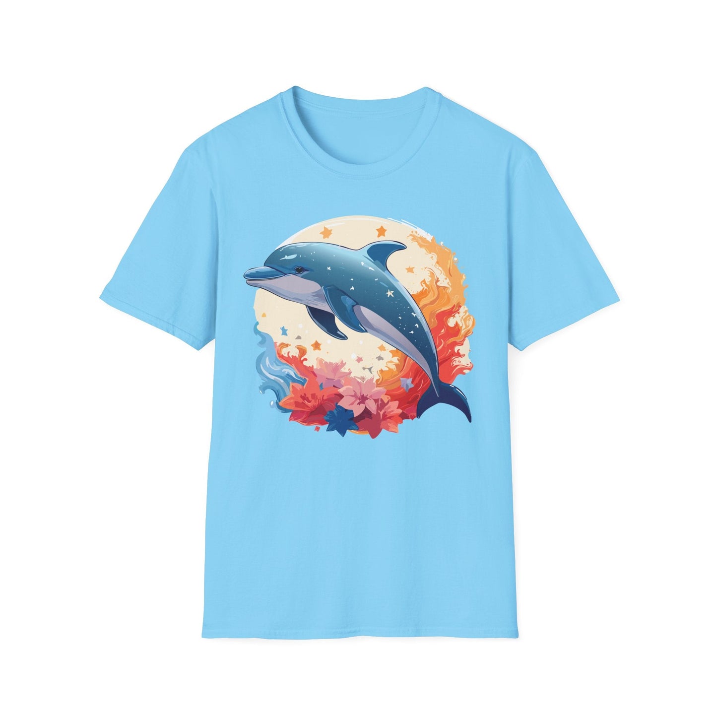 Dolphin T Shirt Unisex Softstyle Gildan 64000 100 Percent Ring Spun Cotton Animal Fish Tee