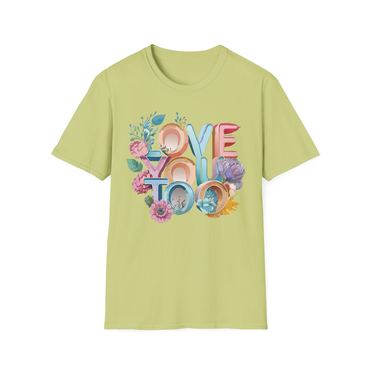 Love You Floral Typography T-Shirt | Pastel Retro Letters