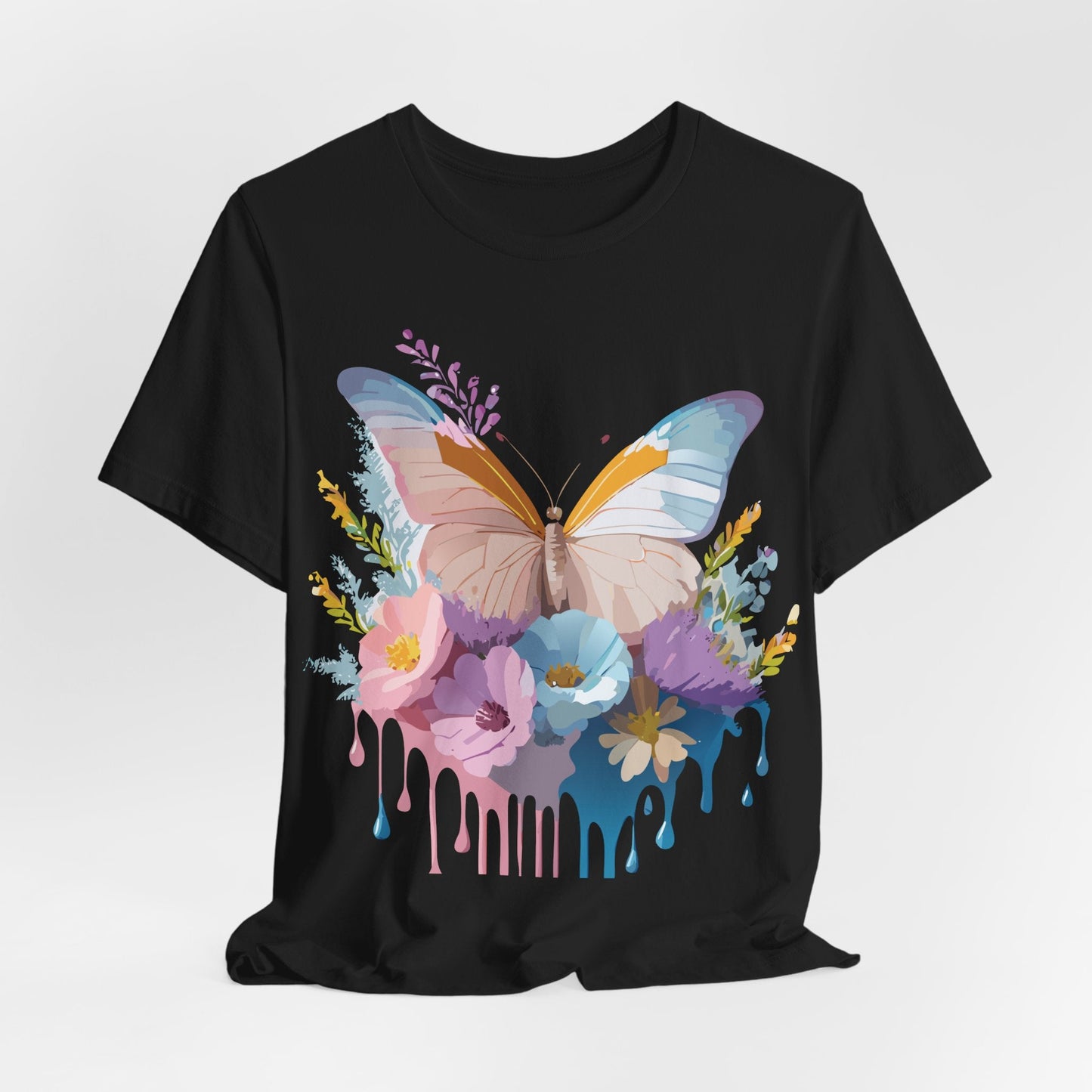 Butterfly Graphic Unisex 100 Cotton Lightweight Vintage Floral Design Jersey Tee 31