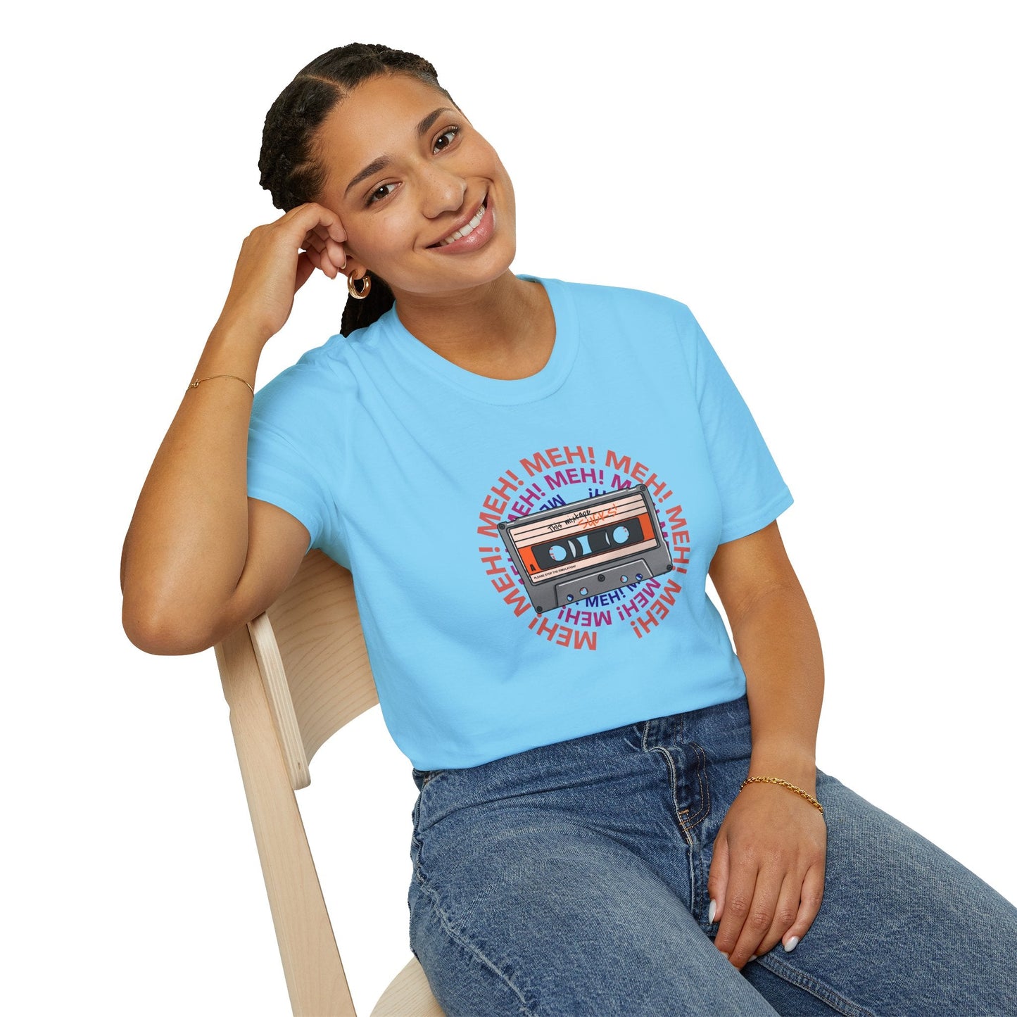 Cassette Tape Meh Graphic T-Shirt Unisex Cotton Retro Funny Music Tee