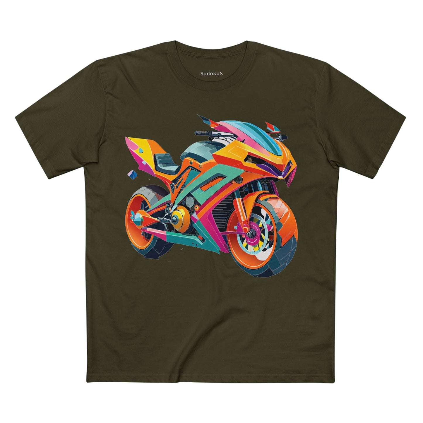 Moto Bike Graphic Unisex 100 Cotton Staple Tee 6