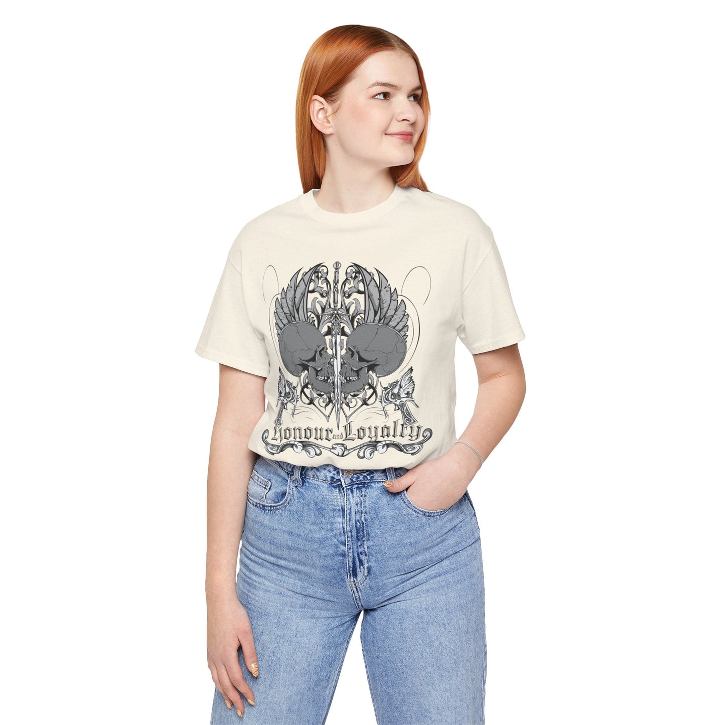 Honor Loyalty crest tee Gothic heraldry skulls wings emblem Art-48