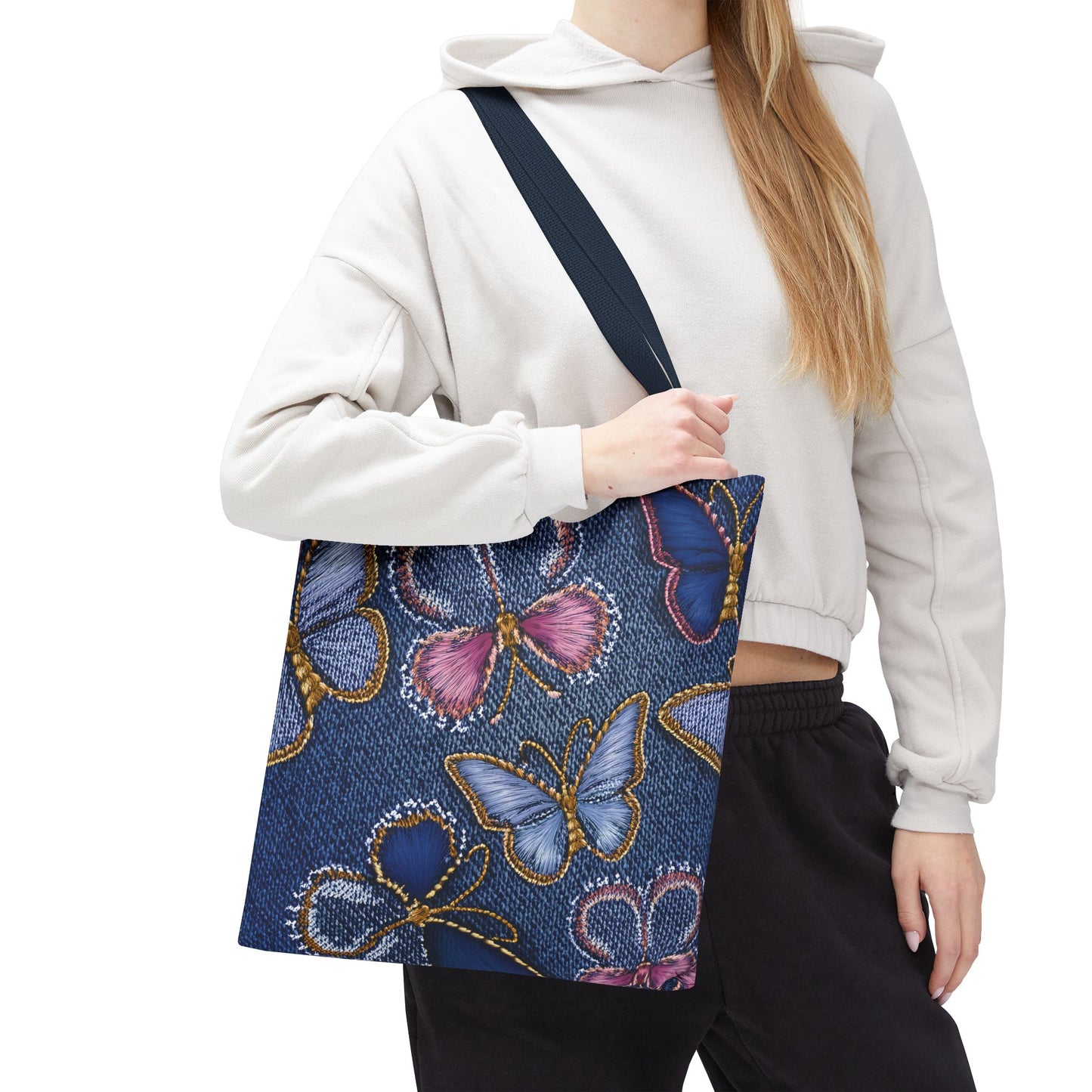 Denim Fabric Imitation Print Unisex Canvas Bag Poly Spun 3 Sizes Tote Bag 179