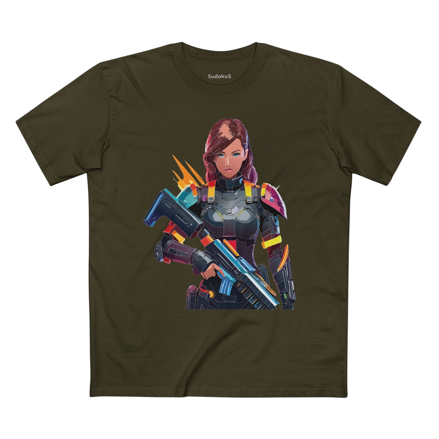 Army-woman Graphic Unisex 100 Cotton Staple Tee 16