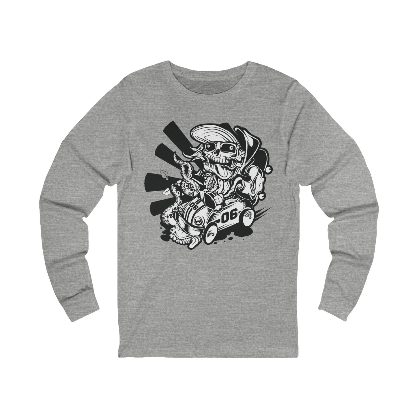 Creepy3 Unisex Skull Long Sleeve Tee, Skull Jersey Shirt, Skeleton T-Shirts with Long Sleeves, Skeleton Art Design Tees