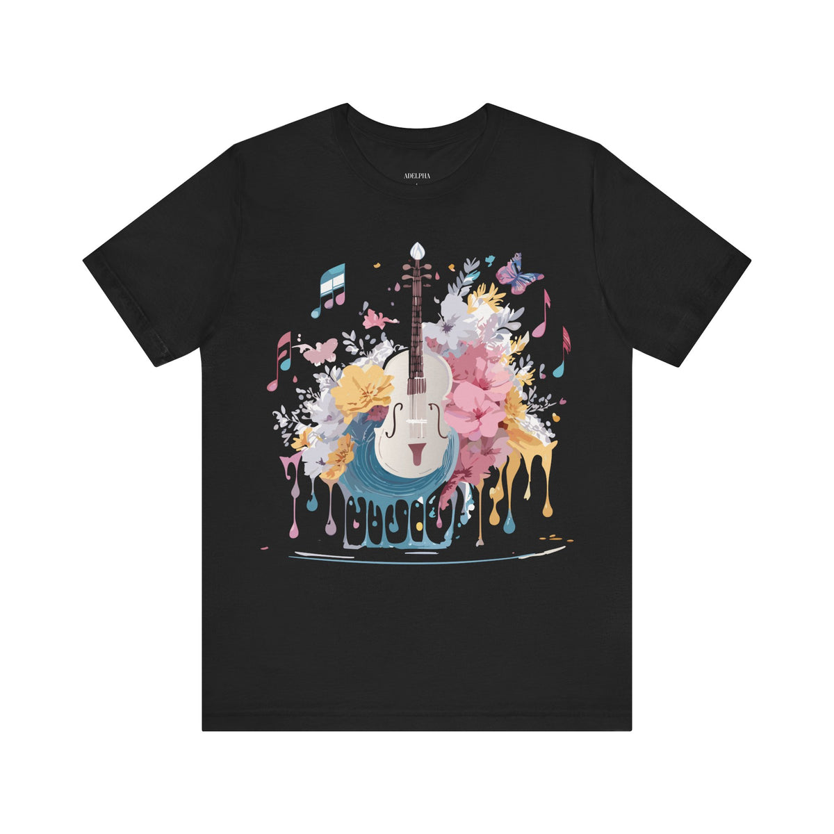 Music Graphic Unisex Cotton Bella+Canvas Tee with Art Design m83