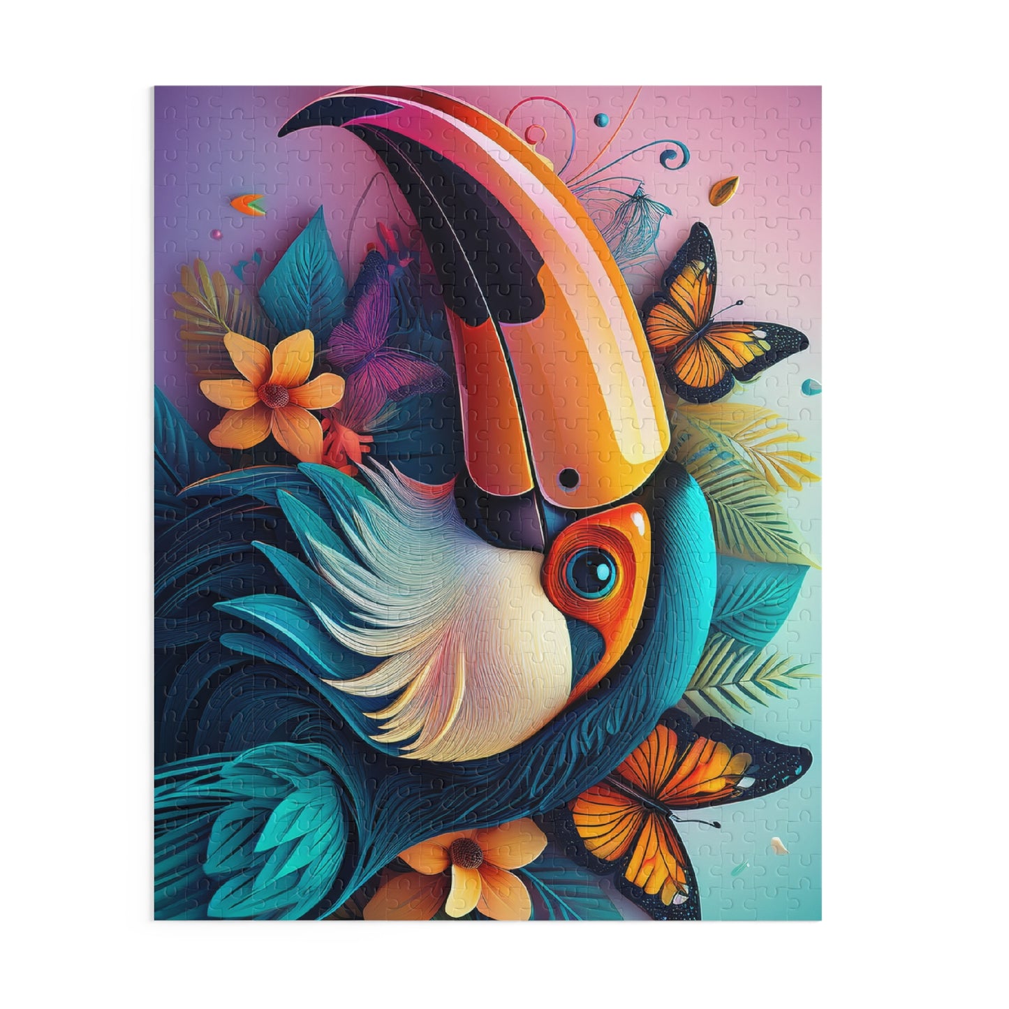 Puzzles-37 Kids Toucan Puzzle 500-Piece  Floral Toucan Puzzle 500-Piece, Birds Kids Puzzles Size: 16" x 20",  Ages 9+