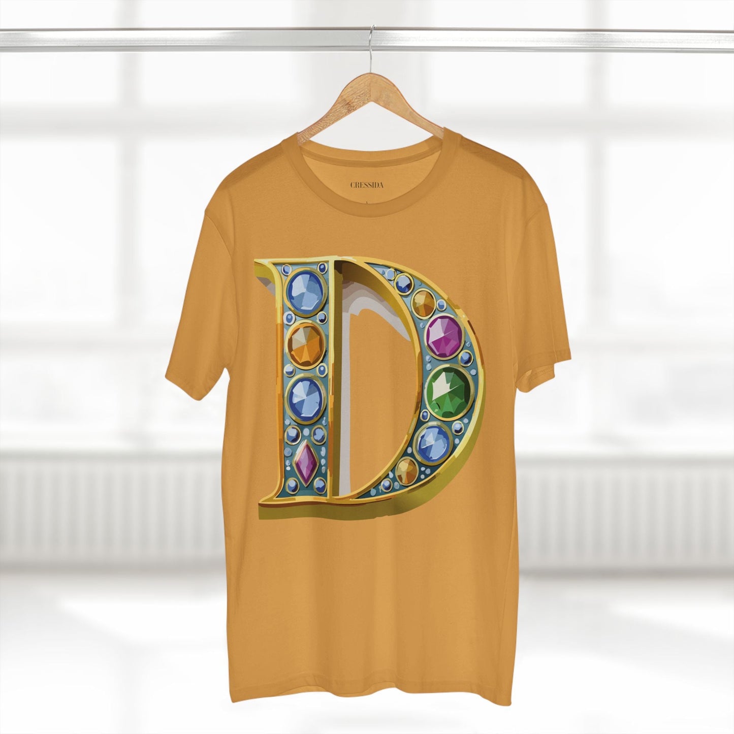 Letter D Graphic Design Tee Unisex 100 Cotton With Antique Gold Letters Artwork T-Shirt