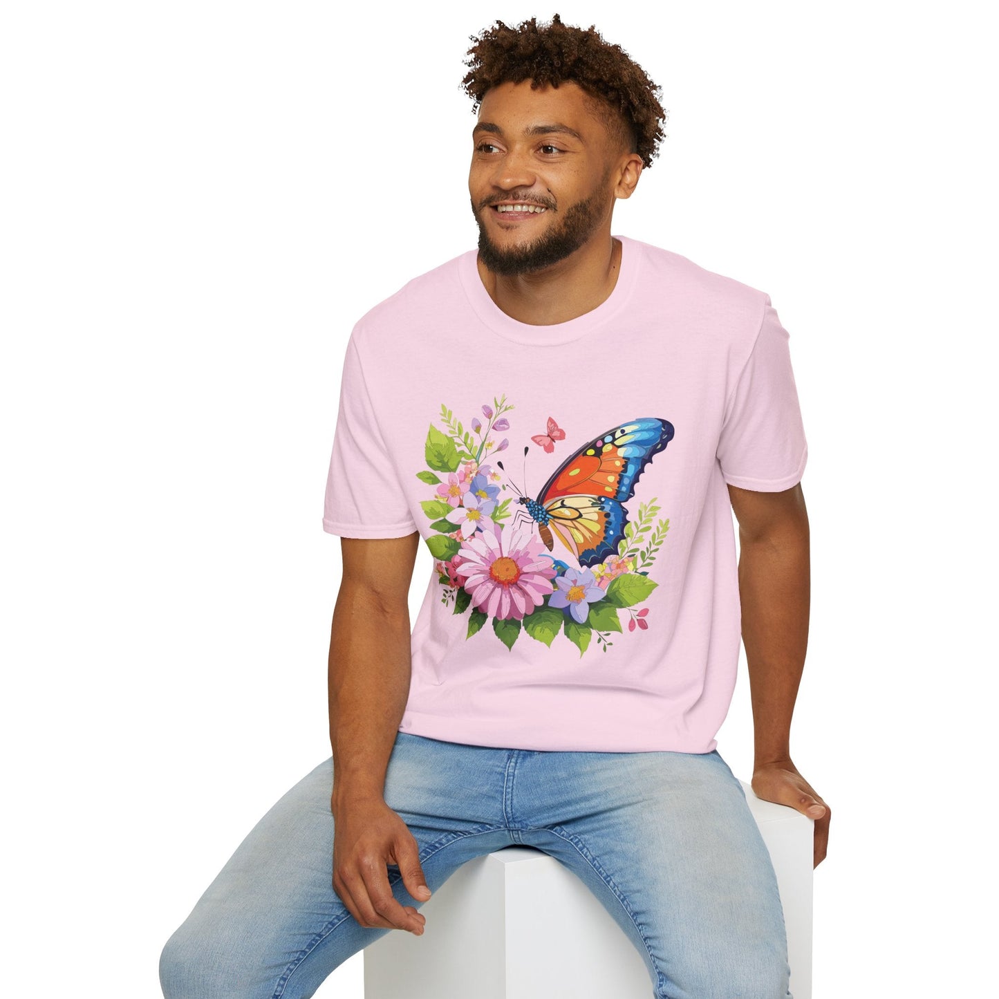 Butterfly T Shirt Unisex Short Sleeve Gildan Softstyle 64000 Monarch Butterfly Design Graphic