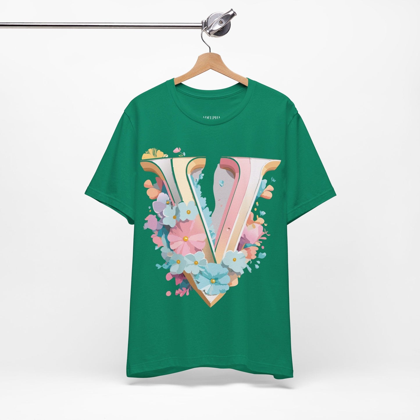 Letter V Graphic Tee Unisex Jersey Short Sleeve Vintage Inspired Art Design