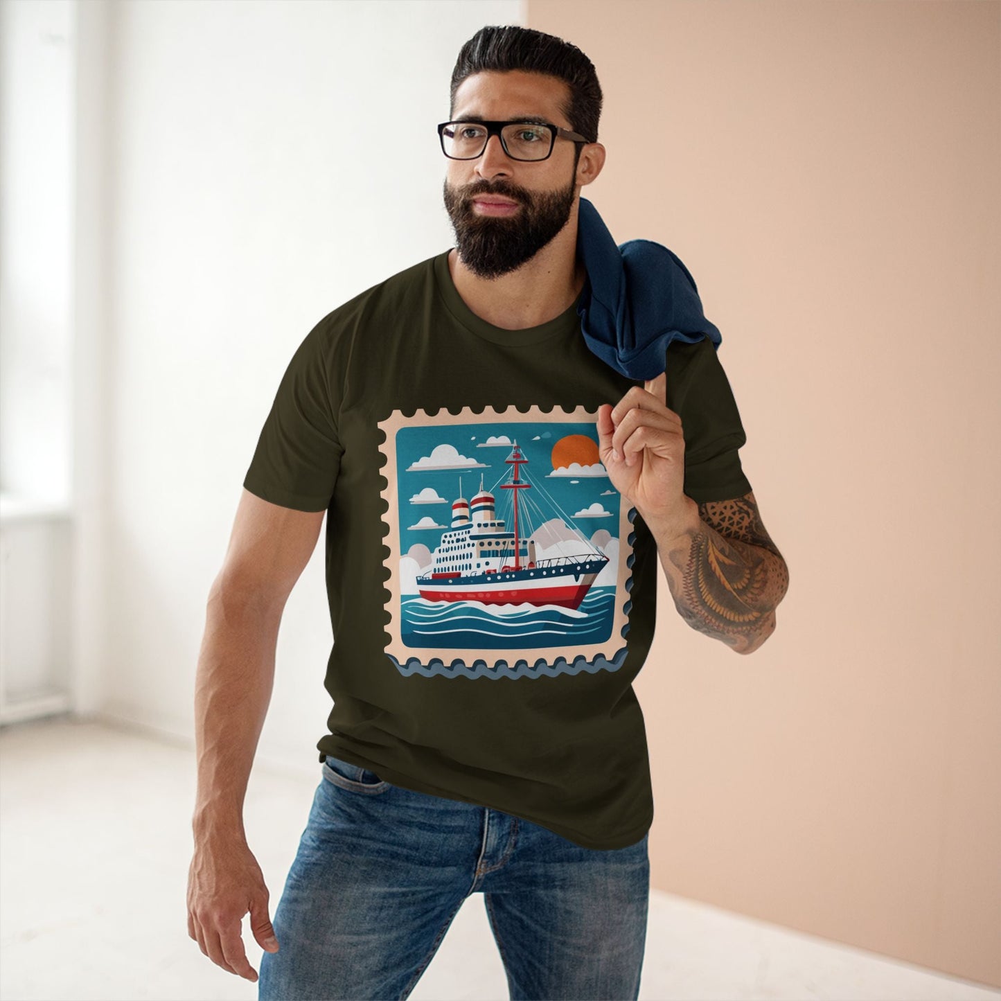 Stamp Shirt Postage Stamp Tee Unisex Premium Cotton Art Design From Retro2Nova Collection PS47