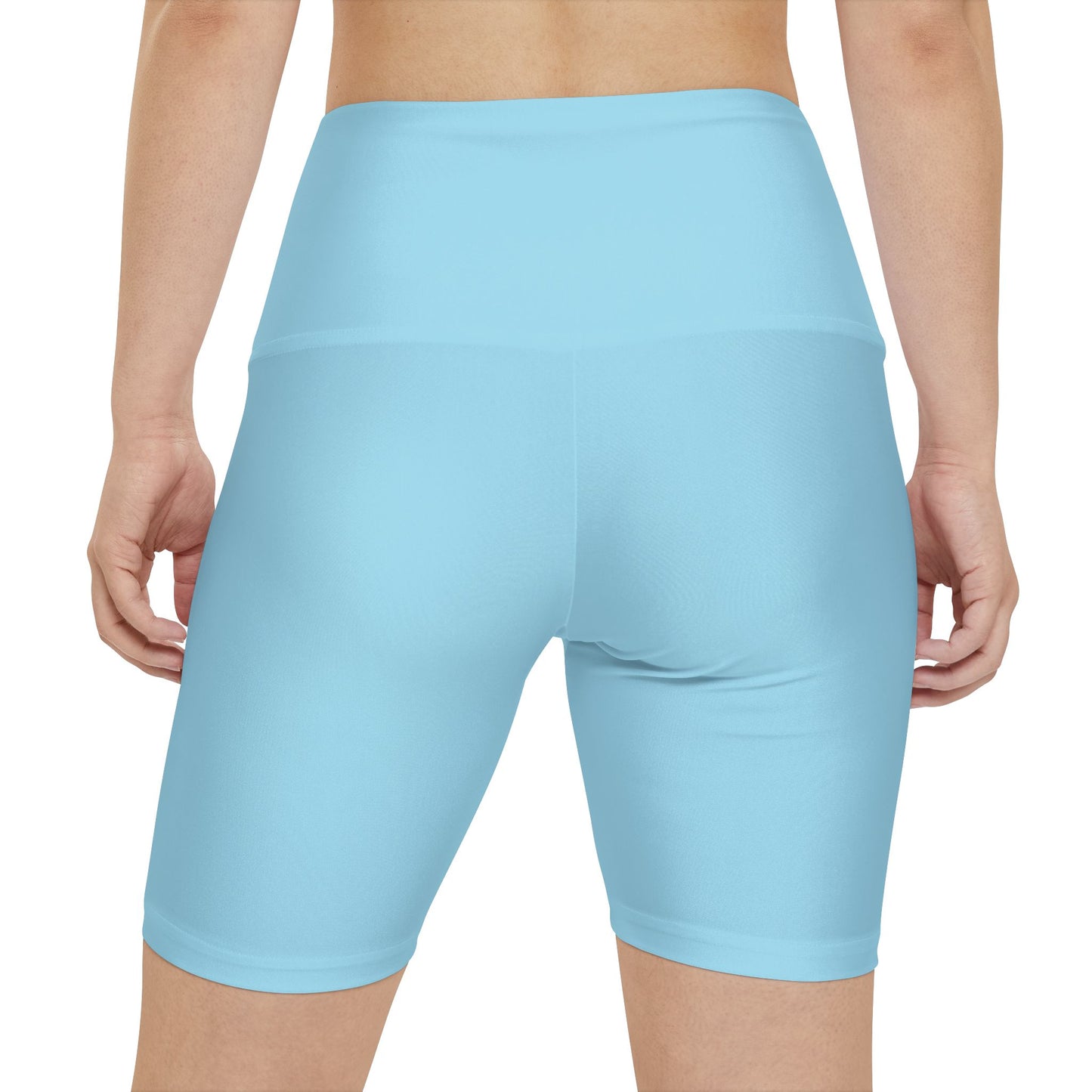 Frosted Blue Women's Workout Shorts — Solid High-Waist Biker Shorts for Exercise & Everyday Wear