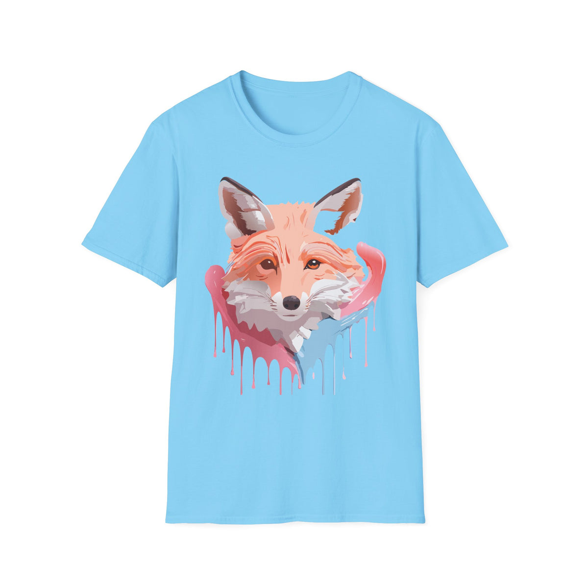 Watercolor Fox Face T-Shirt | Drip Paint Fox Tee