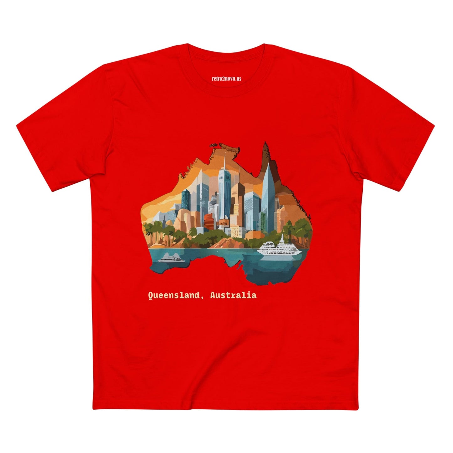 Retro2Nova Australia Travel Shirt Unisex Premium Cotton Tee With Original Art Design