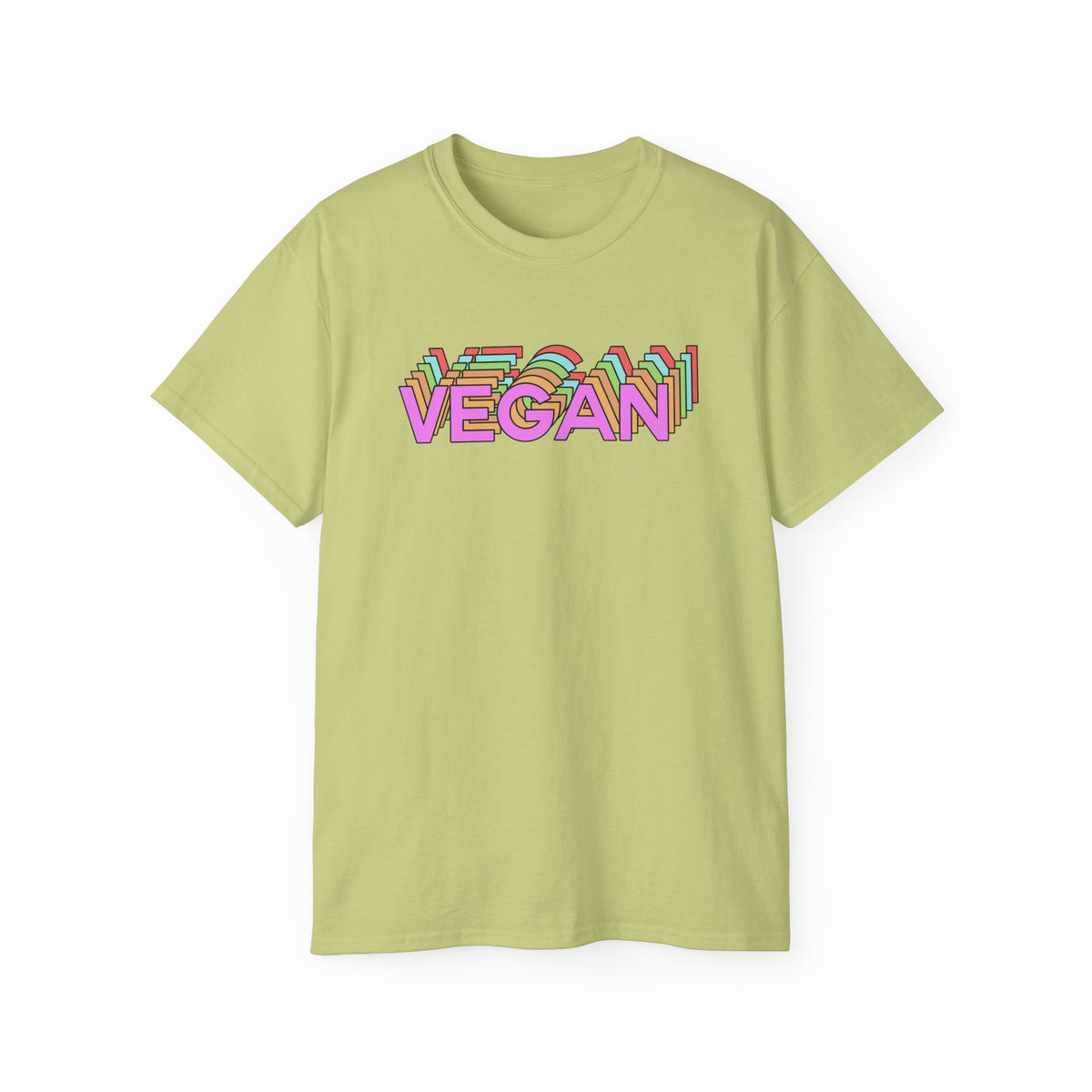 Vegan Retro Layered Text Tee | Colorful 3D Typography