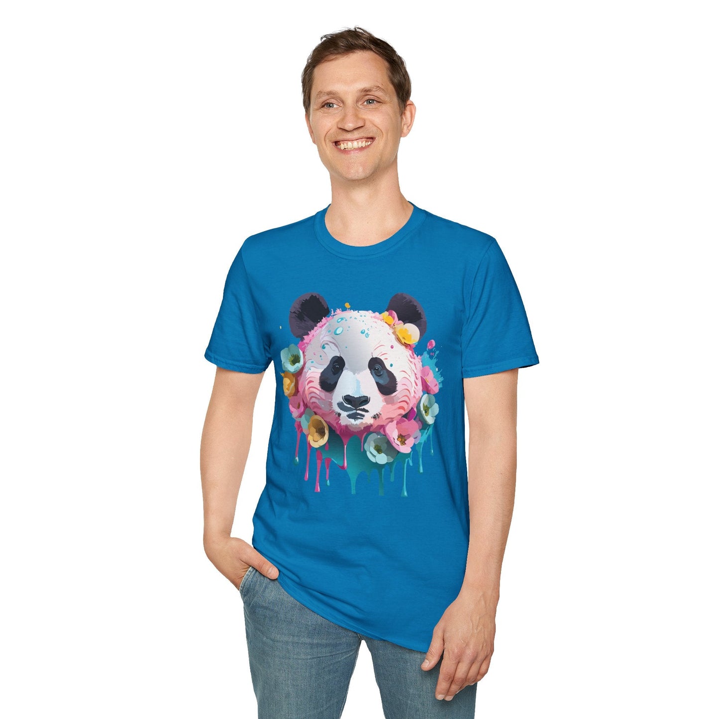 Panda Shirt Unisex T Shirt Graphic Tee Animal Print Gildan Softstyle 64000 100 Percent Cotton